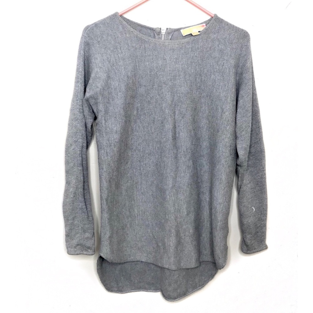 Micheal Kors high low silver zip up tunic sweater